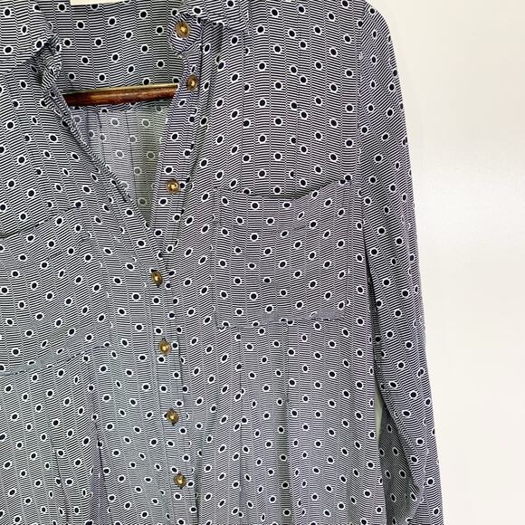 Maeve Anthropologie Button Down Blouse Women’s 6 Gray Geometric Print - Picture 8 of 16